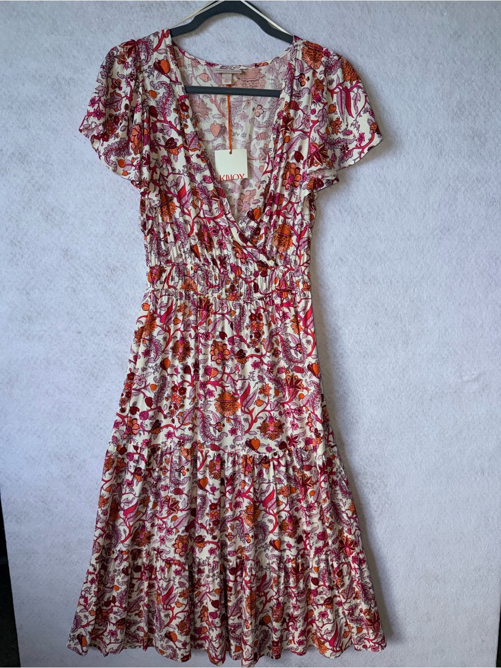 Knox Rose Women’s Multi‎ Floral Smocked Boho Cottagecore Coastal Dress XS